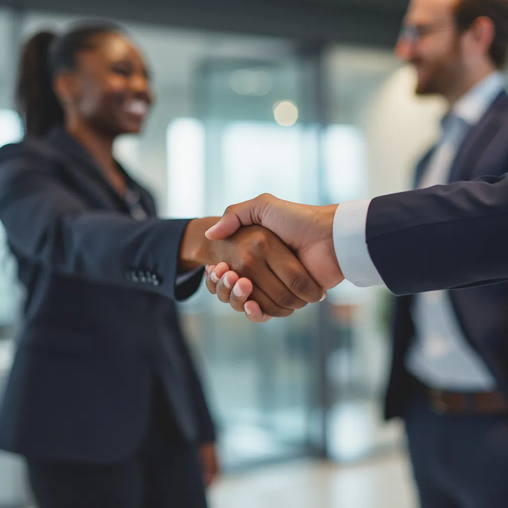 Consultor y cliente cerrando un acuerdo